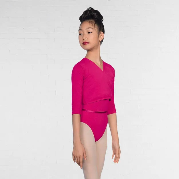 Cross over cotton/poly 3/4 length sleeve cardigan