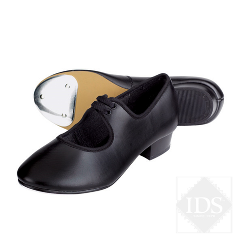 Black PU low heel tap shoes
