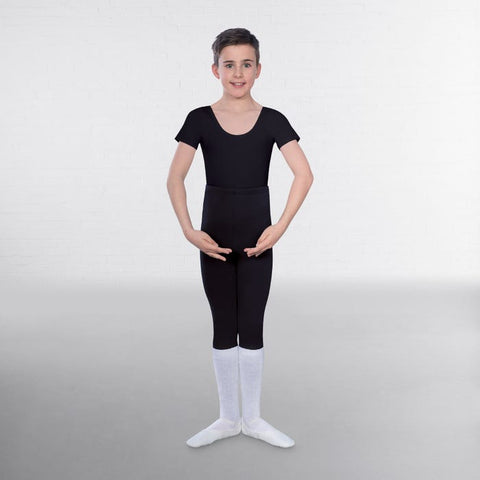 Boys (Ballet) black short sleeve scoop neck leotard