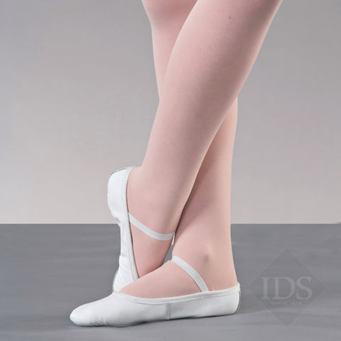 White leather ballet shoes