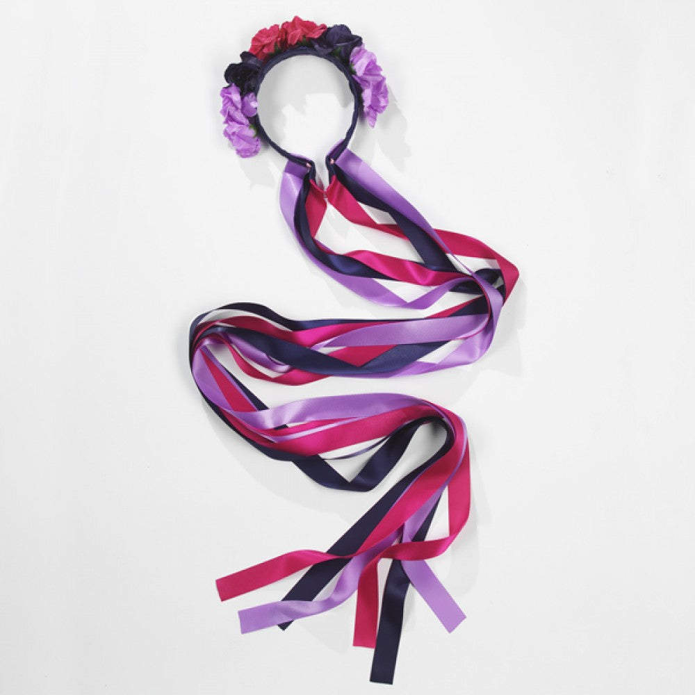 Floral long ribbon headband